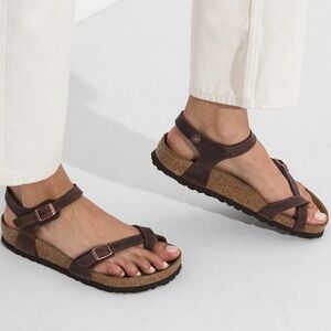 Birkenstock Brown Sandals with Cork Footbed and Adjustable Straps
